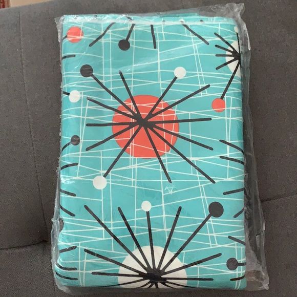 Michael Miller Mid-Century Modern Atomic Turquoise Fabric 100% Cotton - 6 yds - Picture 2 of 2